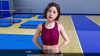 College coed with big natural tits gives handjob and titty fuck to friend's big cock in kitchen.