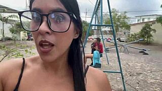 Hey, what if they catch us having fun sex in public park with my whore girlfriend and horny stranger?