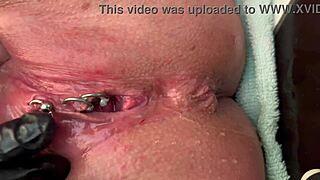 Pierced Clit Rubbed Hard in Latex Gloves