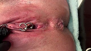 Pierced Clit Rubbed Hard in Latex Gloves