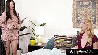 hey, you don't need guys for this - pretty maddy may gets masturbation lessons from stepmom with shaved pussy licking and passionate cunilingus