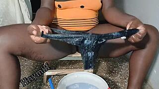 Washing my soiled thongs and feeling playful