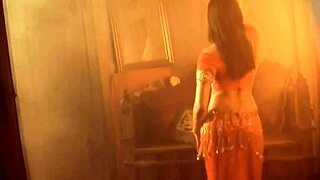 Exotic brunette milf dances with erotic striptease undressing to naked in oriental arab asian solo session