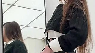 Putalocura - española culona chloee folla y seduce a torbe frente al espejo! Cute skinny slut rides small cock in bedroom with cum in mouth swallow.