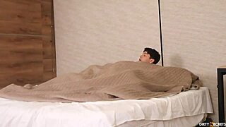 Why fuck my girlfriends stepmom when she catches us and convinces for threesome with blowjob cowgirl and doggystyle in bedroom?