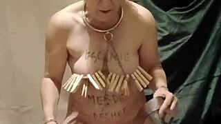 I Feel So Humiliated as French Milf Maid in Bondage Gets Spanked and Vibrator Orgasm in Public Outdoors