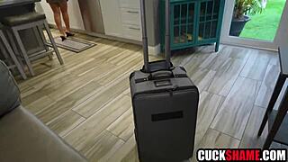 Cuck husband invites worker to fuck his big tits brunette wife in shaved pussy pov