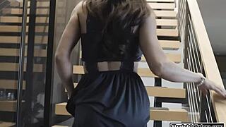 She's on our bed, feeling lonely, but now we're dominating her shaved pussy in a taboo threesome