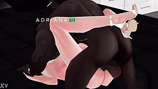 Brazilian mature milf with big ass and natural tits takes on black bodybuilder's big cock in wet pussy action.