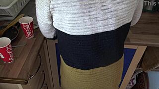 Look at my hairy pussy, real stepmother finally says to horny stepson after his begging.