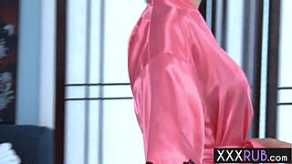 Blonde milf masseuse Tracy Sweet boldly sucks and rides big hard cock of client Richie Calhoun