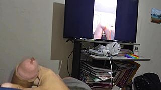 hot aunt catches boy jerking off and helps him cum several times with blowjob and doggystyle