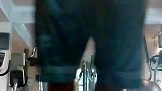 Athletic Black Mature Teacher Shows Off Skinny Fitness Workout in Dorm Gym as Beautiful USA Roommate!