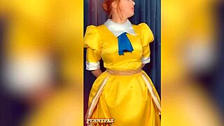 I love how this stunning redhead Penny Pax explores her role-play adventure with a dildo for self-pleasure