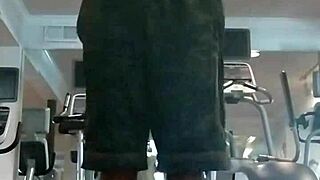 Athletic Black Mature Teacher Shows Off Skinny Fitness Workout in Dorm Gym as Beautiful USA Roommate!