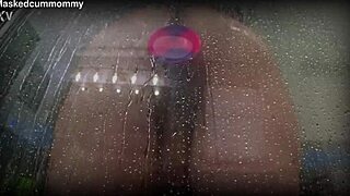 Caught Chubby Roommate Using New Toy in Shower, Nearly Dropped Phone While Spying Her Big Ass and Curves