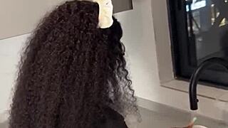 I caught ebony house maid riding her boss with blowjob and squirting full video on xred