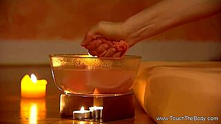 Blonde couple enjoys detailed lingam massage session with milf handjob techniques for relaxation