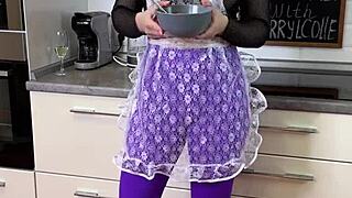 Cherrylcolle serves breakfast in big ass see-through leggings and heels.