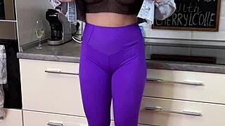Cherrylcolle serves breakfast in big ass see-through leggings and heels.