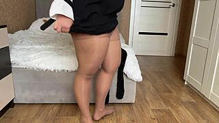 hey, i helped my hot stepmom pick out some tights for her outfit