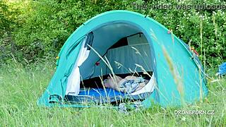 Nudist Milf Al B Ta Relaxing in the Tent at Beach Nature Setting