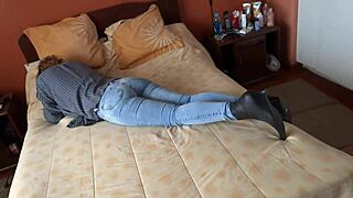 hot stepmom lets me masturbate using her big ass with blonde curvy latina body