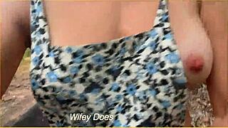 Wife runs in public outdoor with sideboob big tits dare flashing