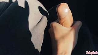 Stepsis boldly jerks cock during intense drive session with close-up action