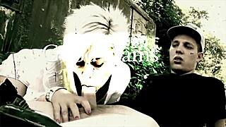 grandma bent over for doggystyle blowjob and facial cumshot from horny young toy boy