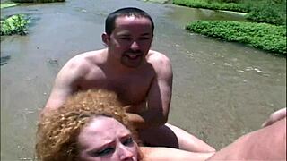 SLUT Red Hair MILF Audrey Hollander FUCK in OUTDOOR with Big Cock in Anal and Pussy. She Takes Facial Cumshot After Deepthroat and Riding.