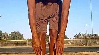 Taste The Air With Athletic Black Brunette In Dorm Workout