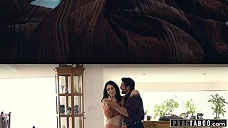 Hey step-uncle, can we lick this teen's pussy together? stepmom asks.