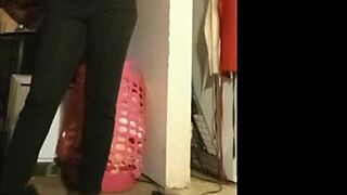 Curvy bbw milf model oils up fat body in solo striptease, teasing as slut with wet skin and ripped clothes for webcam show.