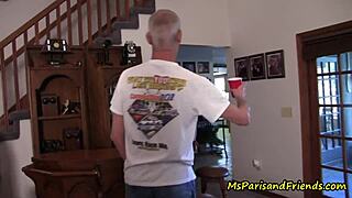 Blonde and brunette in close-up threesome with doggystyle licking and missionary orgasm on shaved pussies