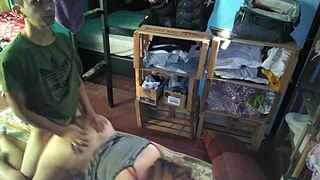 Bold Intensity in Bald Guy Fucking Cute Latina among Clothing Boxes