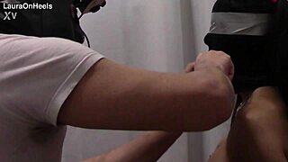 milf in nylon hooded and pigtails balgagged throatfucked ringgagged with cum in mouth.