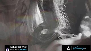 Exclamatory-Provocative gorgeous romantic couple kenzie taylor & gal ritchie tease each other with sexy lingerie and scissoring!