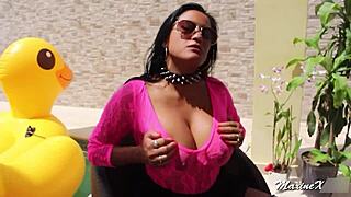 Conversational bbc sex toy poolside pussy masturbation maxine x fucks herself with squirting orgasm and big tits
