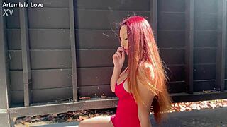 Hey, look at my big tits while I smoke outdoors, feeling so sexy as Italian MILF Artemisia Love