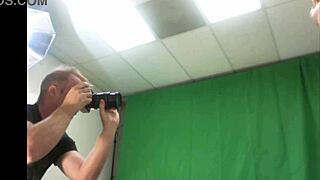 Slim blonde cougar Savanna Brown poses nude with shaved pussy for horny photographer.