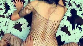 Skinny Wife Takes Deep Slow Anal in Mesh Stockings!