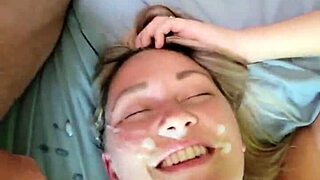 hotwife takes facial cumshot from stranger