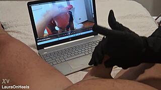 Milf HANDJOB JERKS Off Monster COCK Until CUM on Gloves POV