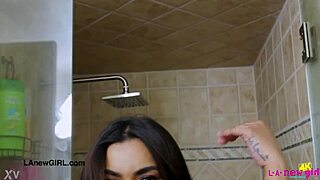 Bronze-Skin Model Takes a Steamy Shower in Casting Session