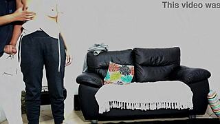 Hey, stepfather, test your sons girlfriend right now in front of him with doggystyle blowjob and facial cumshot