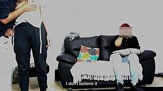 Hey, stepfather, test your sons girlfriend right now in front of him with doggystyle blowjob and facial cumshot