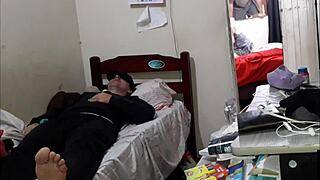 unfaithful wife fucks her lover behind her cuckolds back in amateur homemade blonde big ass scene