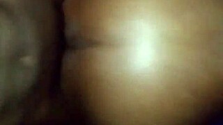 Ebony amateur with big ass rides dick hard in lingerie before getting pounded from behind in homemade scene