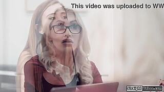 hey, is this blonde teen getting fingered by her stepmoms boss in lesbian face sitting?